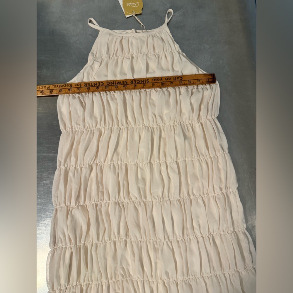 Fanpn - rouched tiered sheer midi dress - Picture 6 of 14